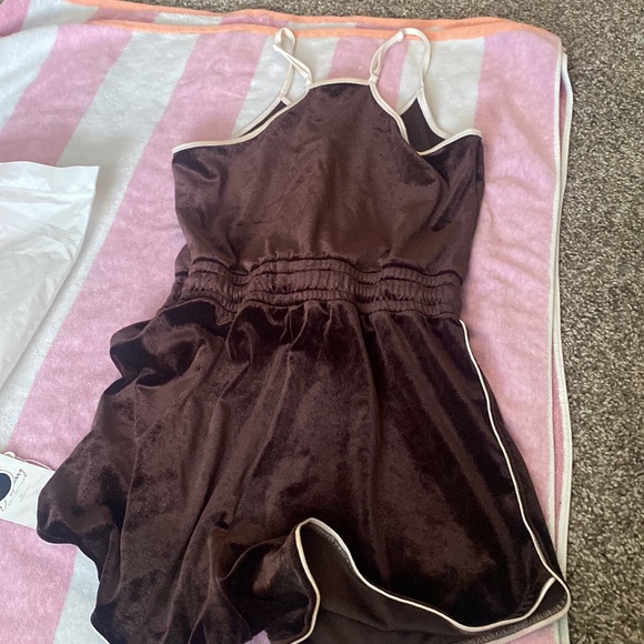 NWT sz S dark brown disco romper - Picture 5 of 5